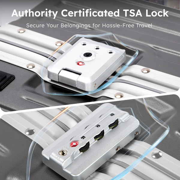 2-Piece PC Hard Shell Trunk Suitcase Set with Aluminium Frame & TSA Lock