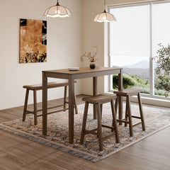 PHI VILLA Wood Counter Height Dining Set for 4 with Bench & 2 Chairs