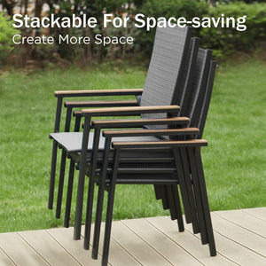 Stackable High Back Outdoor Chairs with Aluminum Frame