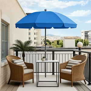 Round Tilting Portable Garden Sun Umbrella with Clamp and Cover for Patio and Balcony