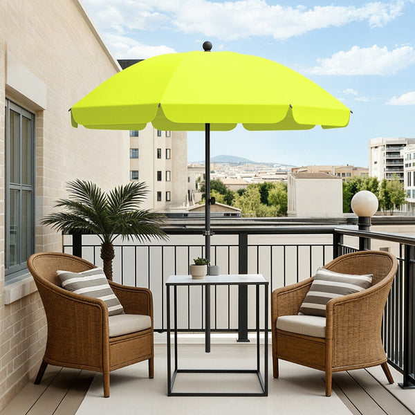 Round Tilting Portable Garden Sun Umbrella with Clamp and Cover for Patio and Balcony