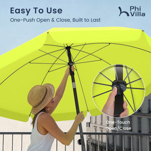 Round Tilting Portable Garden Sun Umbrella with Clamp and Cover for Patio and Balcony