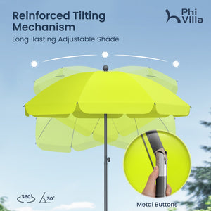 Round Tilting Portable Garden Sun Umbrella with Clamp and Cover for Patio and Balcony