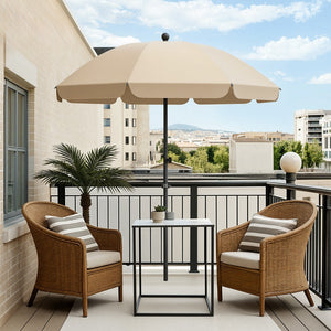 Round Tilting Portable Garden Sun Umbrella with Clamp and Cover for Patio and Balcony