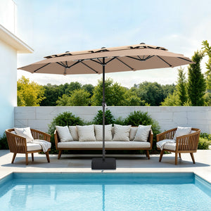 3.8m 2 Tier Double-Sided Patio Vented Umbrella with Base