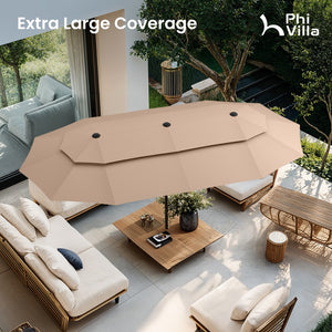 3.8m 2 Tier Double-Sided Patio Vented Umbrella with Base