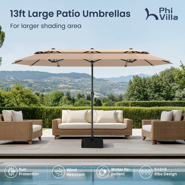 3.8m 2 Tier Double-Sided Patio Vented Umbrella with Base
