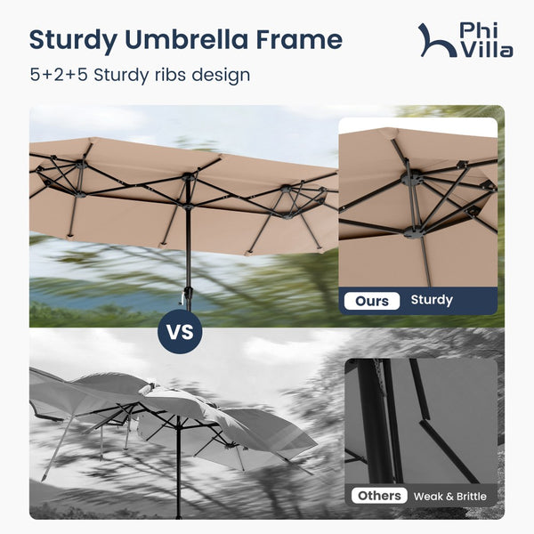 3.8m 2 Tier Double-Sided Patio Vented Umbrella with Base