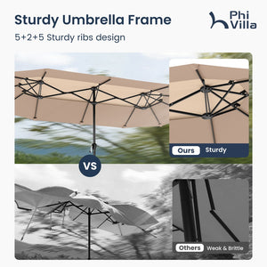 3.8m 2 Tier Double-Sided Patio Vented Umbrella with Base