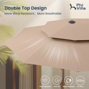 3.8m 2 Tier Double-Sided Patio Vented Umbrella with Base