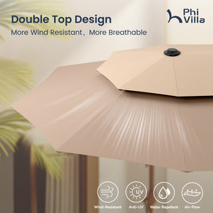 3.8m 2 Tier Double-Sided Patio Vented Umbrella with Base