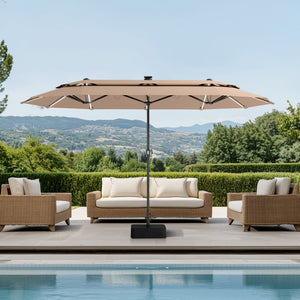 3.8m 2 Tier Double-Sided Patio Vented Umbrella with Base