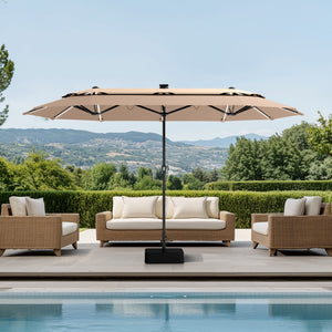 3.8m 2 Tier Double-Sided Patio Vented Umbrella with Base