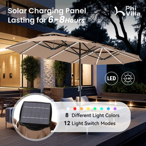 3.8m 2 Tier Double-Sided Patio Vented Umbrella with Base
