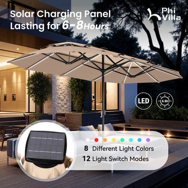 3.8m 2 Tier Double-Sided Patio Vented Umbrella with Base