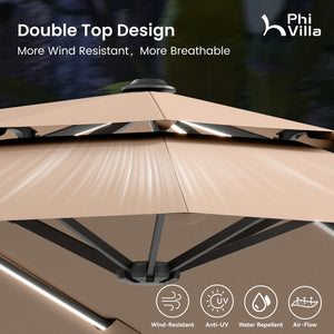 3.8m 2 Tier Double-Sided Patio Vented Umbrella with Base
