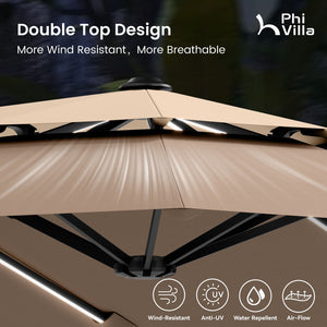 3.8m 2 Tier Double-Sided Patio Vented Umbrella with Base