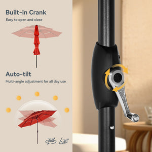 3m Solar 3 Tier Auto-tilt Patio Vented Umbrella with LED Lights