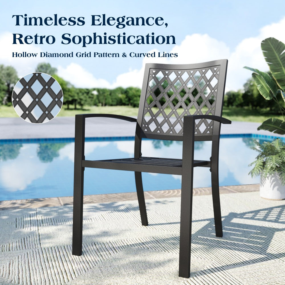 Metal Stackable Garden Chairs Set of 2/4