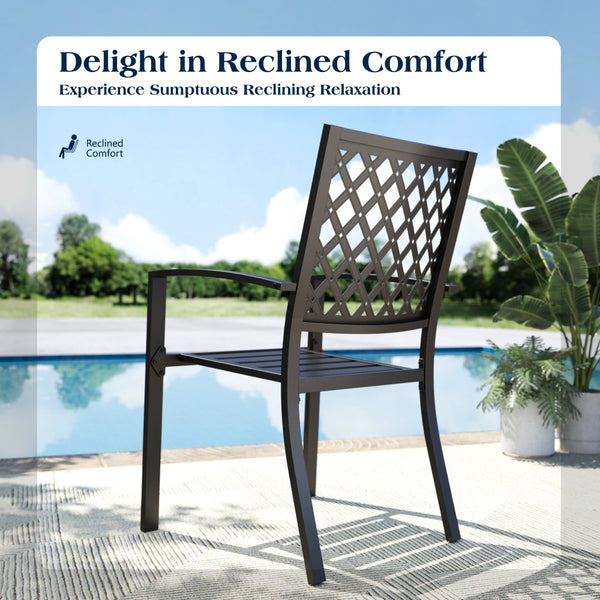 Metal Stackable Garden Chairs Set of 2/4