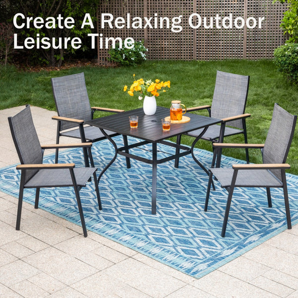 Stackable High Back Outdoor Chairs with Aluminum Frame