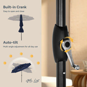 3m Solar 3 Tier Auto-tilt Patio Vented Umbrella with LED Lights