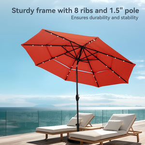 3m Solar 3 Tier Auto-tilt Patio Vented Umbrella with LED Lights