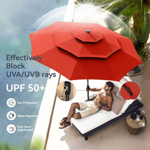 3m Solar 3 Tier Auto-tilt Patio Vented Umbrella with LED Lights