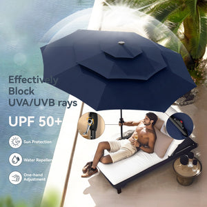 3m Solar 3 Tier Auto-tilt Patio Vented Umbrella with LED Lights