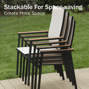 5-Piece Garden Dining Set with Stackable Chairs and Round Table