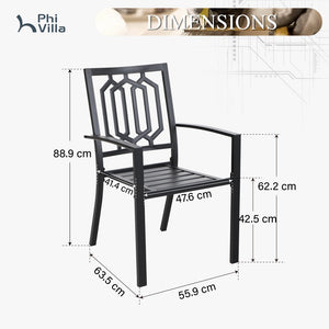 Metal Stackable Garden Chairs Set of 2/4