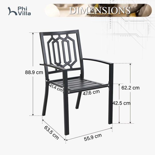 Metal Stackable Garden Chairs Set of 2/4