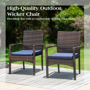5-Piece Garden Dining Set with Round Table and Rattan Chairs