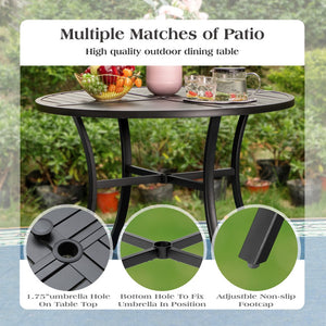 5-Piece Garden Dining Set with Round Table and Rattan Chairs