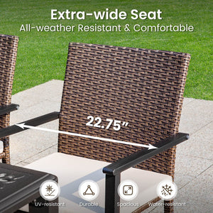 5-Piece Garden Dining Set with Round Table and Wicker Rattan Chairs