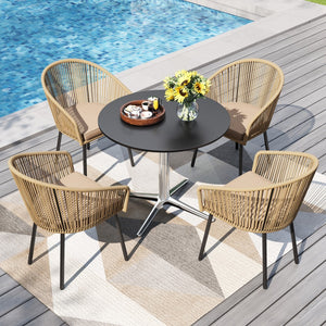 Catalina 4-Seater Dining Set Contemporary Rope Chairs & Sleek Bauhaus Table