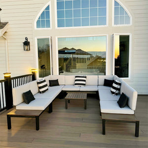 U Shaped Outdoor Corner Sofa Set Metal Frame Patio Sectional with Cushions