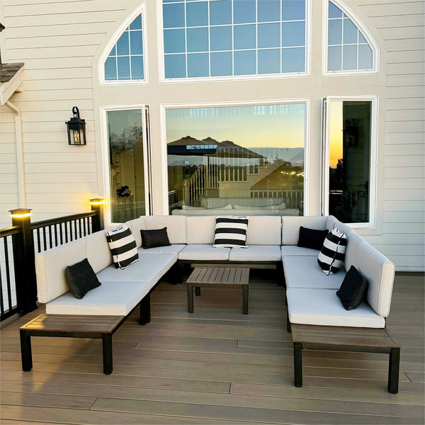 U Shaped Outdoor Corner Sofa Set Metal Frame Patio Sectional with Cushions