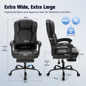 Faux Leather High-Back Reclining Executive Office Chair with Footrest