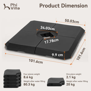 Heavy Duty Fillable Weighted Base for Cantilever Parasols