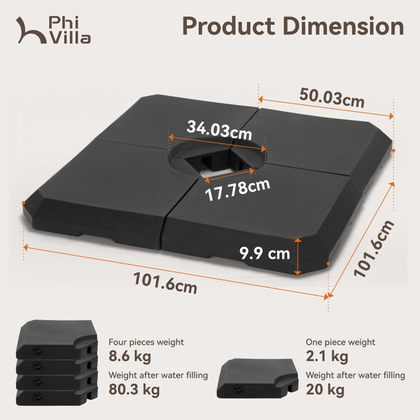 Heavy Duty Fillable Weighted Base for Cantilever Parasols