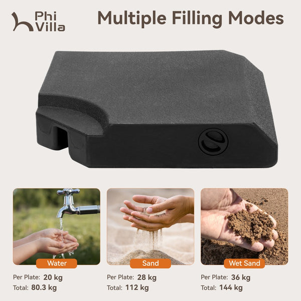 Heavy Duty Fillable Weighted Base for Cantilever Parasols