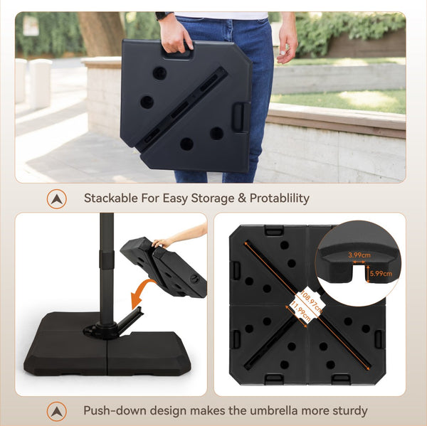 Heavy Duty Fillable Weighted Base for Cantilever Parasols