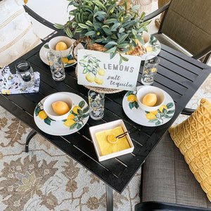 4 Seater Outdoor Dining Set Garden Table & Cushioned Dining Chairs