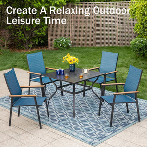 5-Piece Garden Dining Set with Stackable Chairs and Round Table