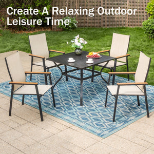 6 Seat Garden Dining Set with Stackable High Back Chairs