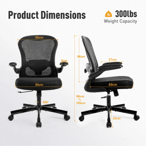 Ergonomic Mesh Office Chair with Flip-Up Armrests & Adjustable Lumbar Support