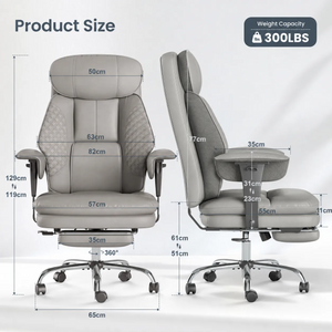 Faux Leather High-Back Executive Office Chair with Footrest & Adjustable Armrests