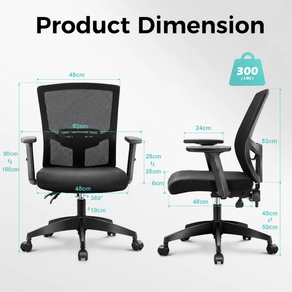 Ergonomic Mesh Office Chair with Adjustable Armrests & Lumbar Support