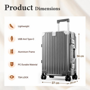 Hard Shell Aluminium Frame Luggage Set with TSA Lock